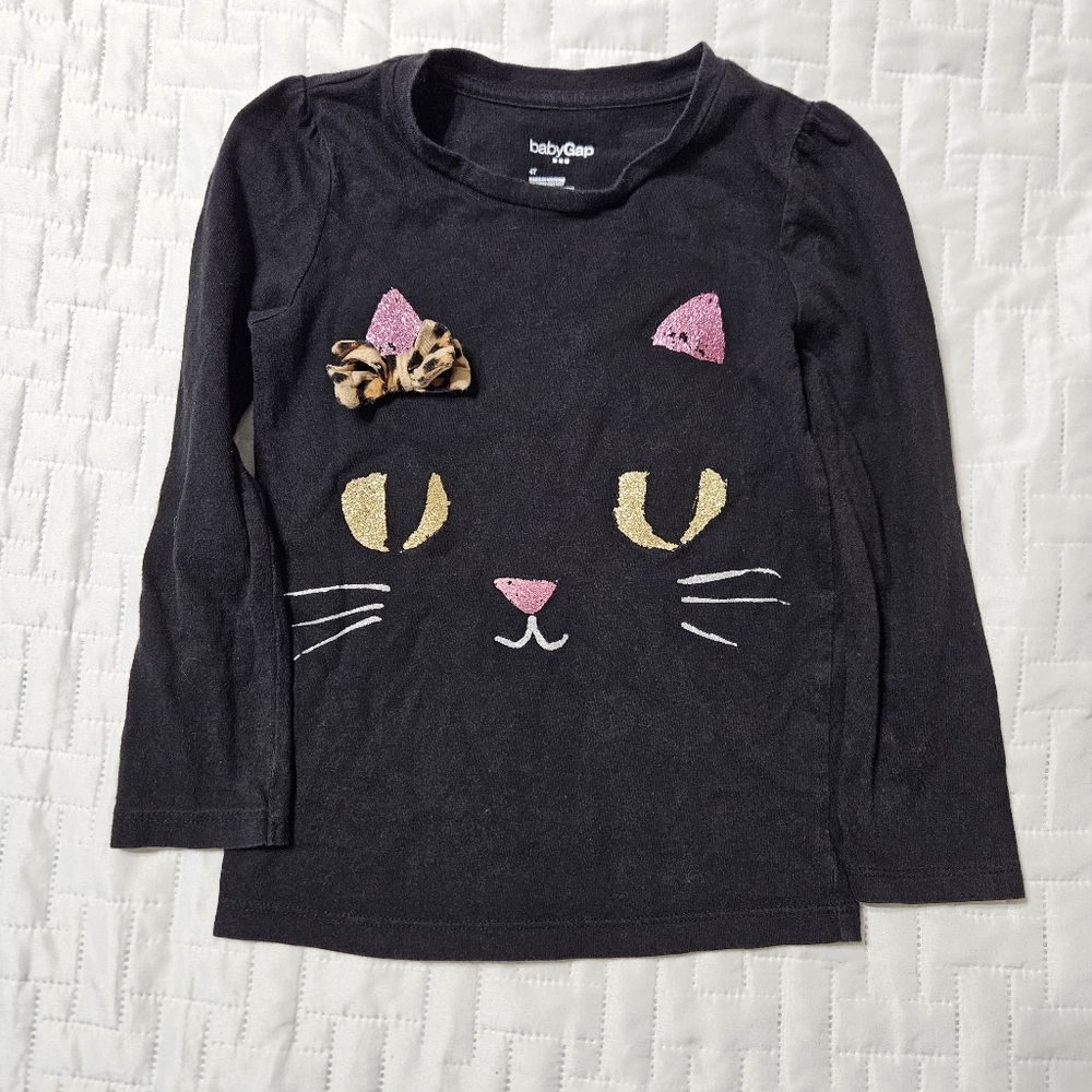 Baby Gap Girls Long Sleeve Kitty Top Size 4t